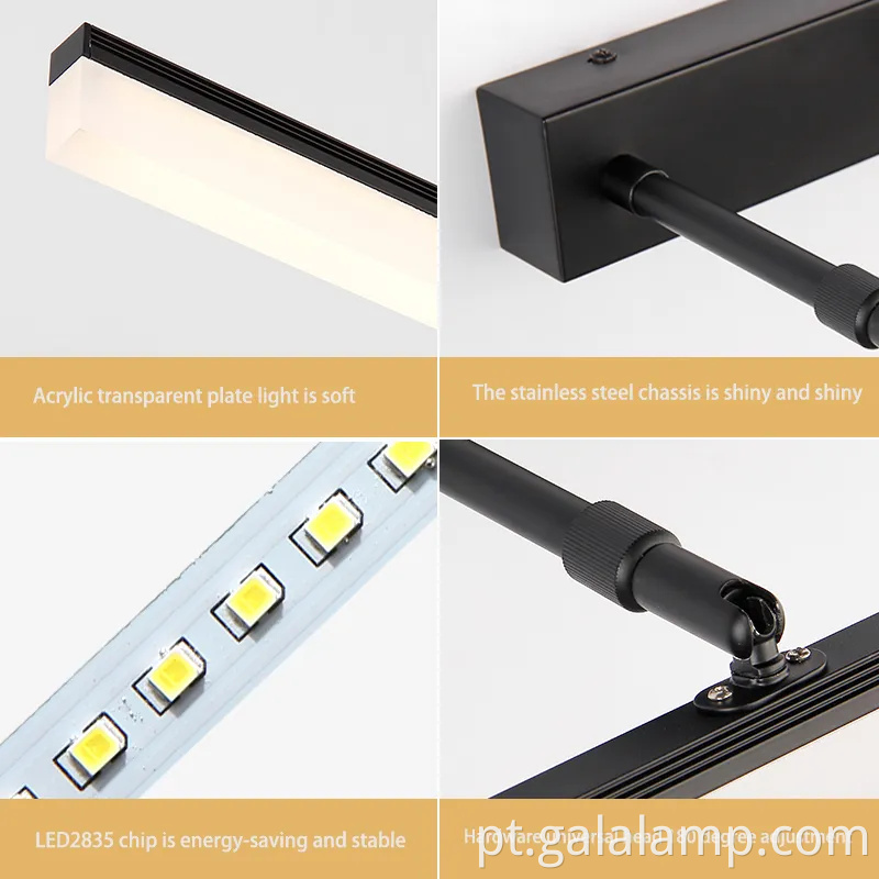 À prova d'água, luz de espelho LED extensível para facilitar a instalação